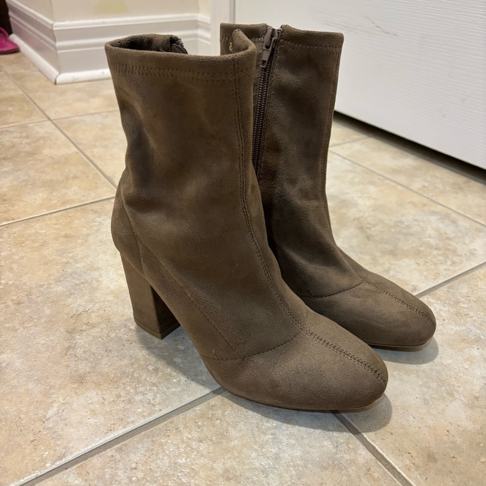 Taupe ankle sock boots